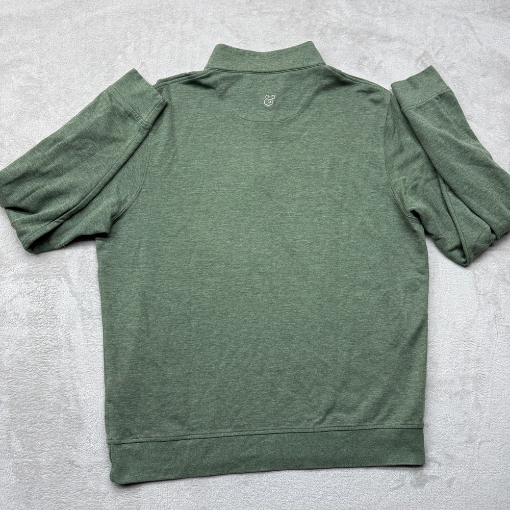 Collars & Co. Pullover Mens Large Green Heatered Cotton Quarter Zip Modal Blend - Picture 4 of 9